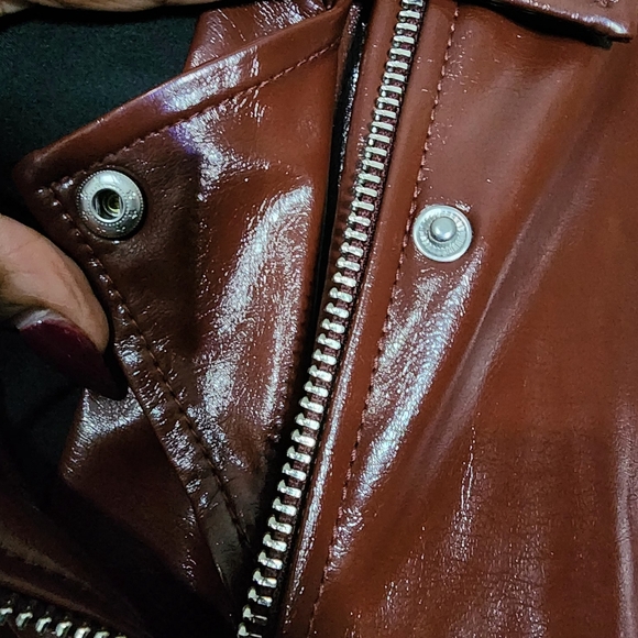 NWOT Nine West chocolate biker jacket size XL motorcycle jacket - Picture 7 of 13